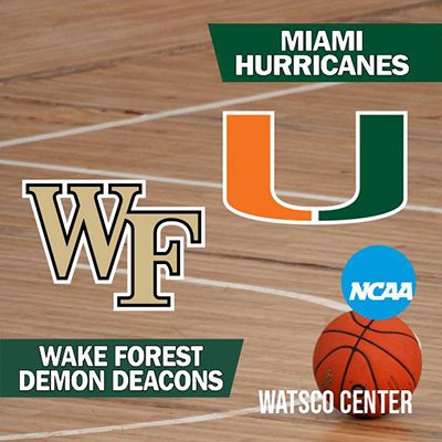 NCAA - Wake Forest Demon Deacons at Miami Hurricanes Basketball
