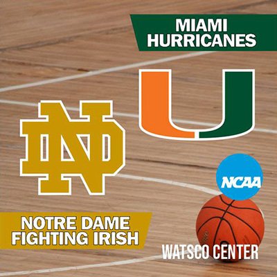 NCAA - Notre Dame Fighting Irish at Miami Hurricanes Basketball